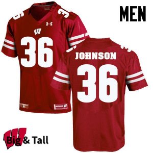 Men's Wisconsin Badgers NCAA #36 Hunter Johnson Red Authentic Under Armour Big & Tall Stitched College Football Jersey HP31Y76GI